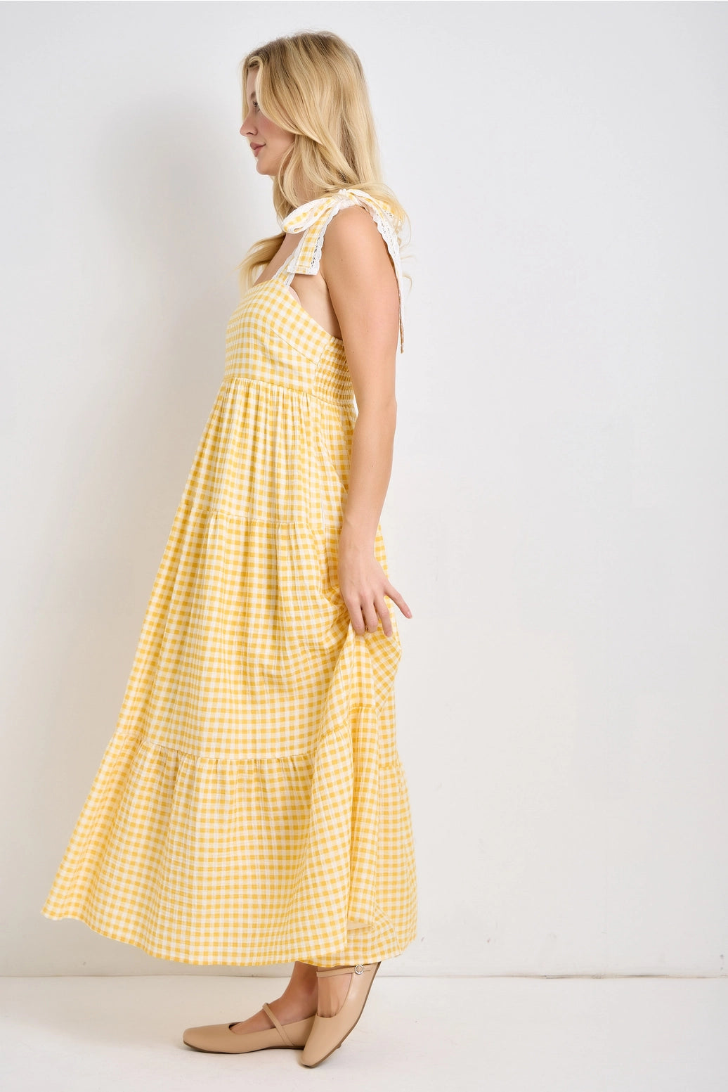 Landry's Gingham, Eyelet Trim Maxi