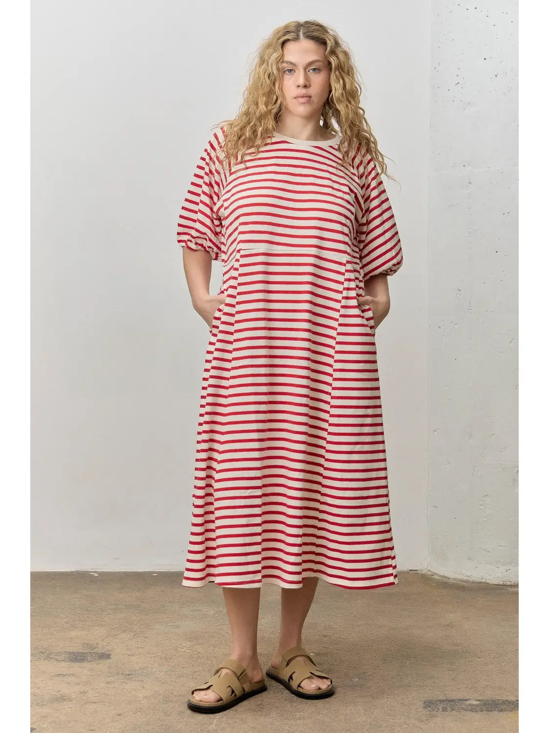 Fabric Frenzy: Striped Ribbed Midi Dress