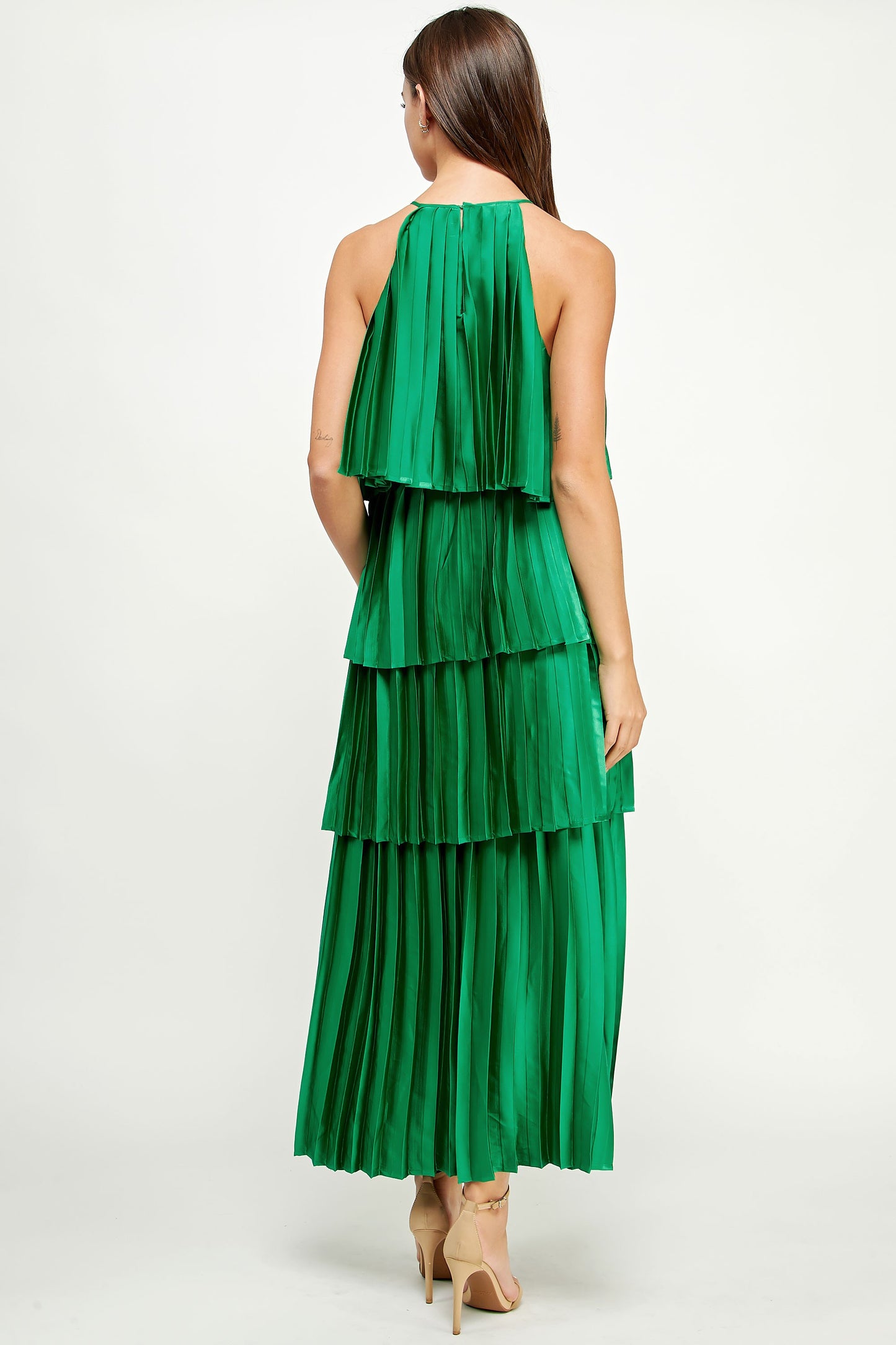 Pleated Satin Dress