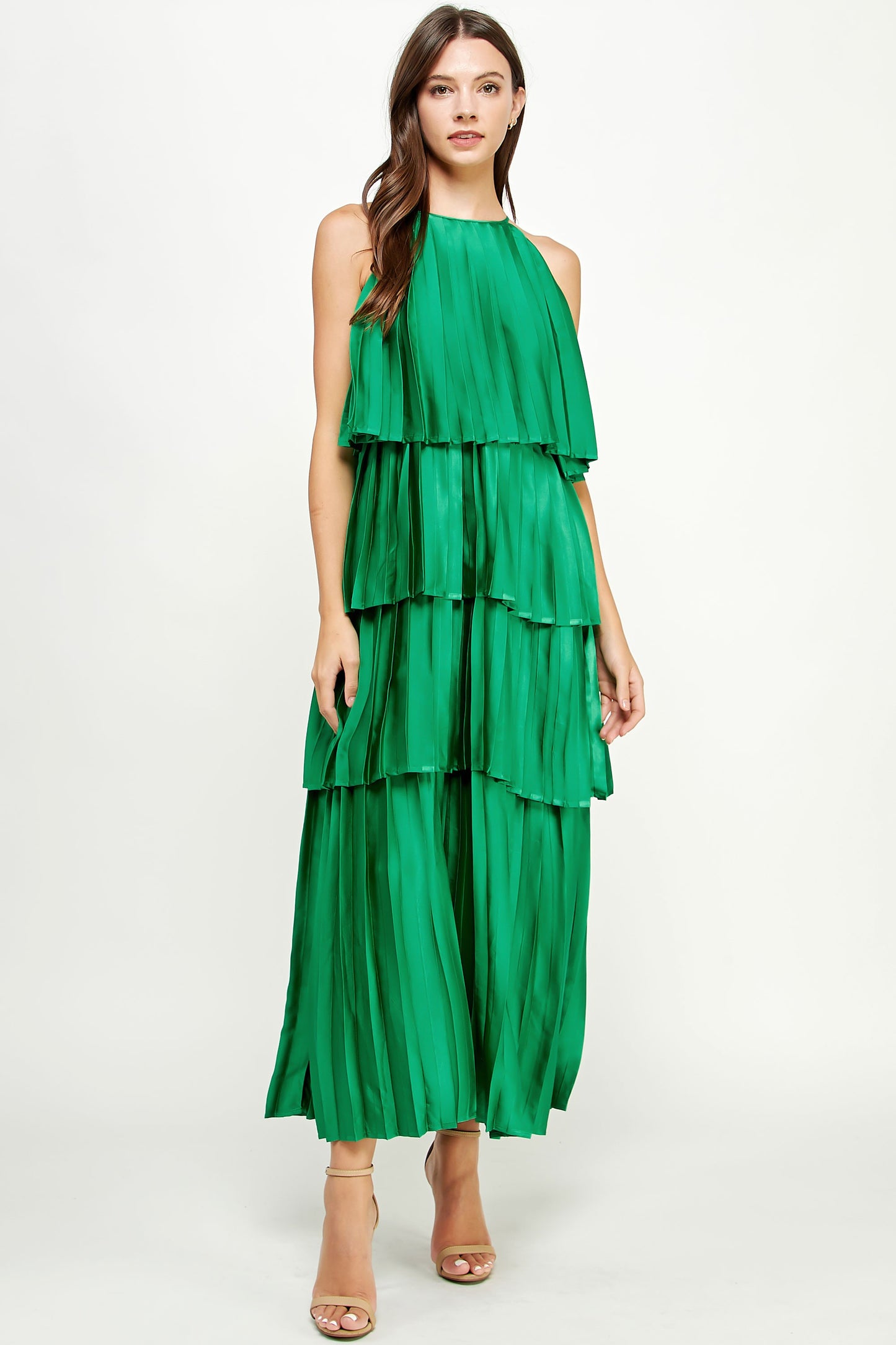 Pleated Satin Dress