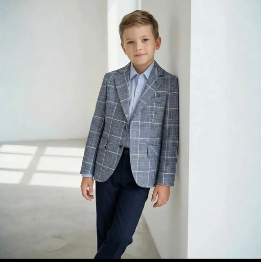 3-piece set: square-pattern blazer, shirt, and cotton pant PREORDER