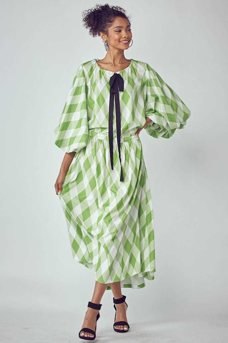 BALLOON SLEEVE DRESS WITH POCKETS