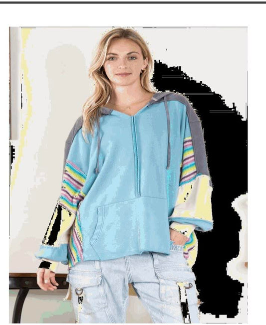 blue and grey hoodie