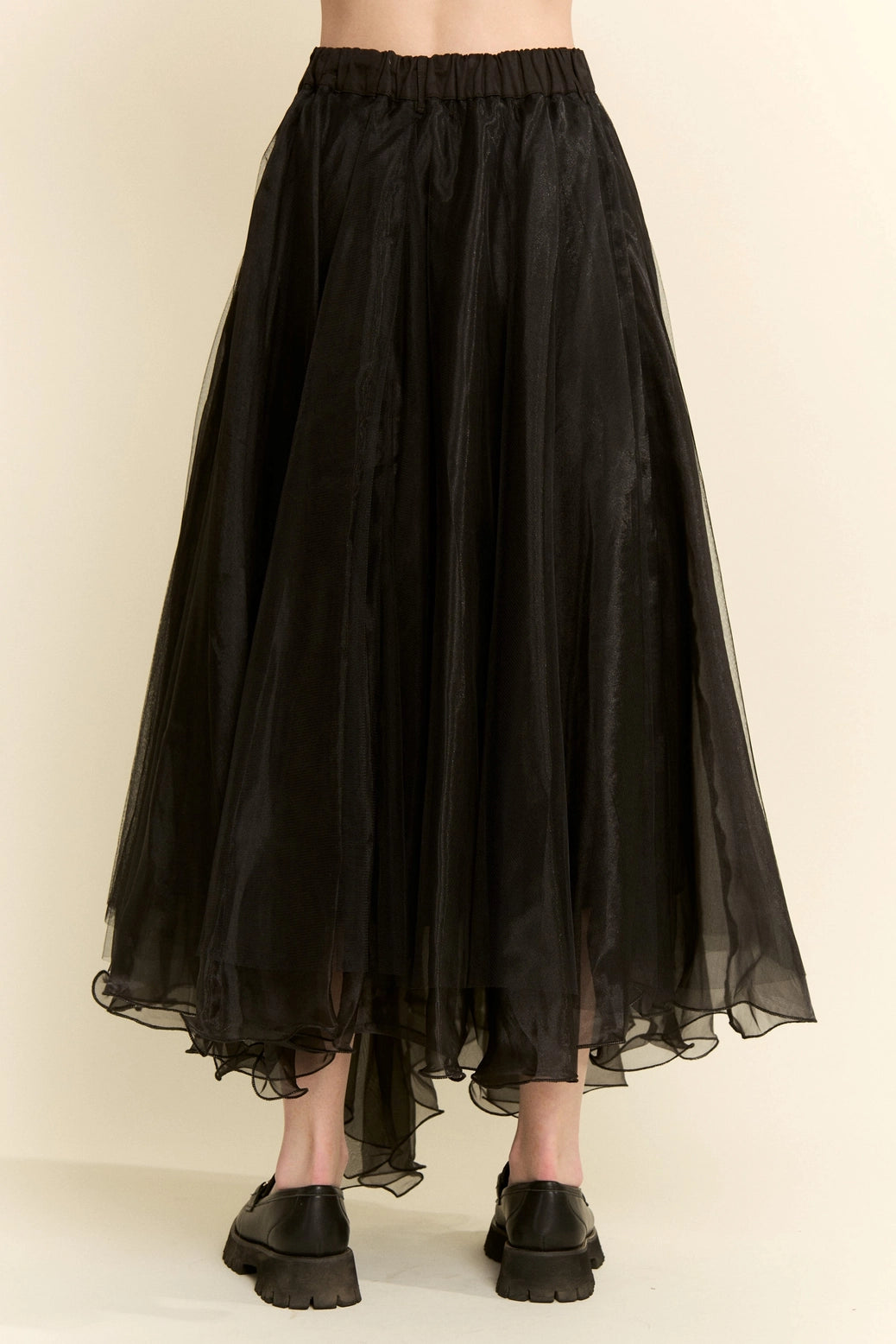 BLACK TULLE SKIRT WITH BELT