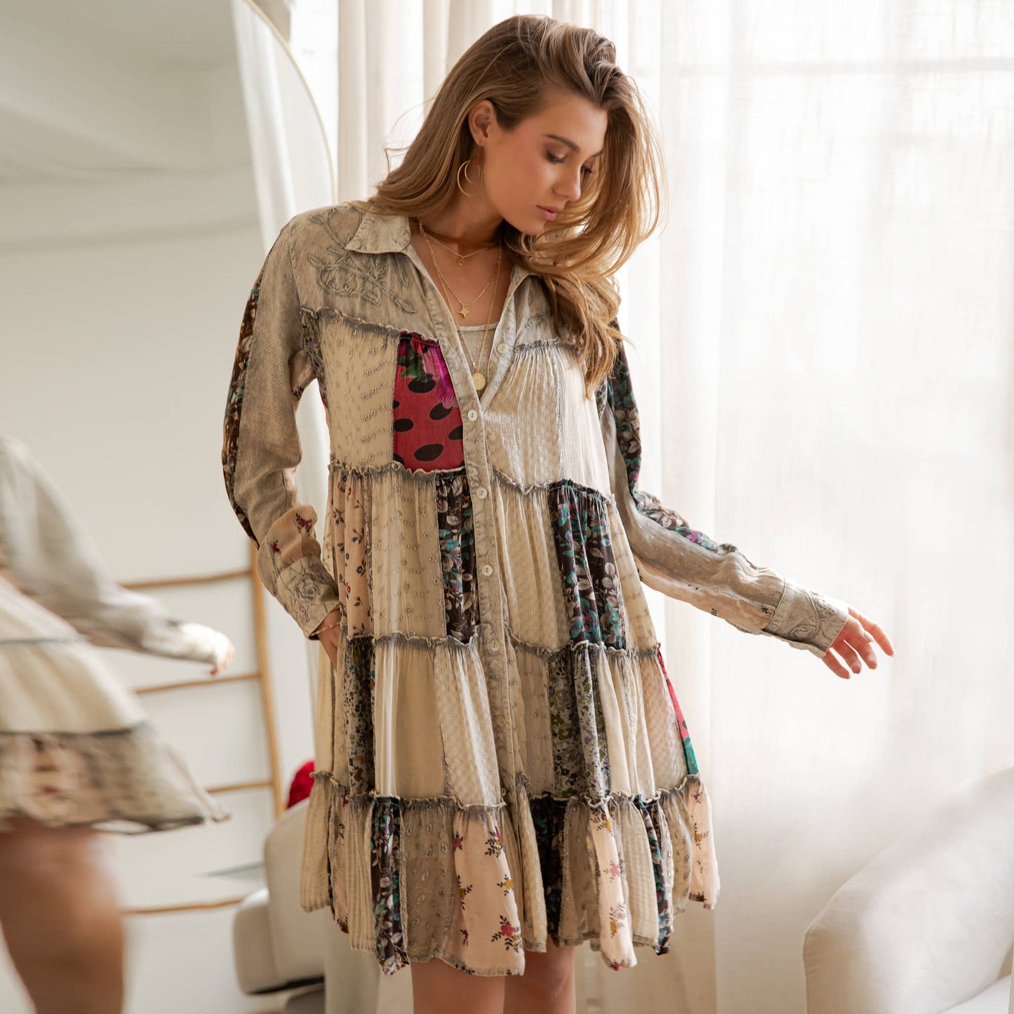 Artisan Embroidered Jhabla Shirt Dress PLUS