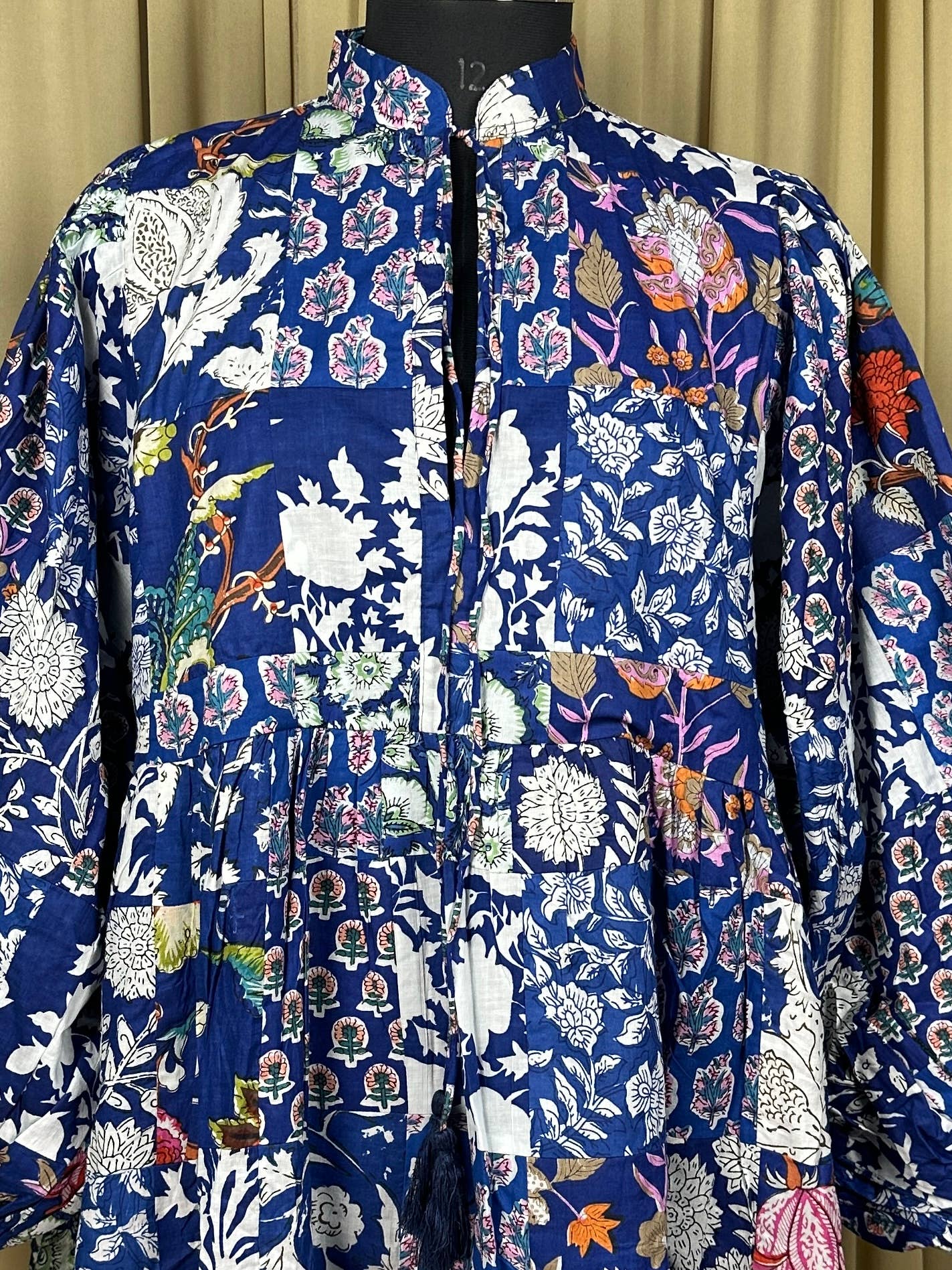BLUE SHADES - Hand Patchwork Cotton Dress OneSize