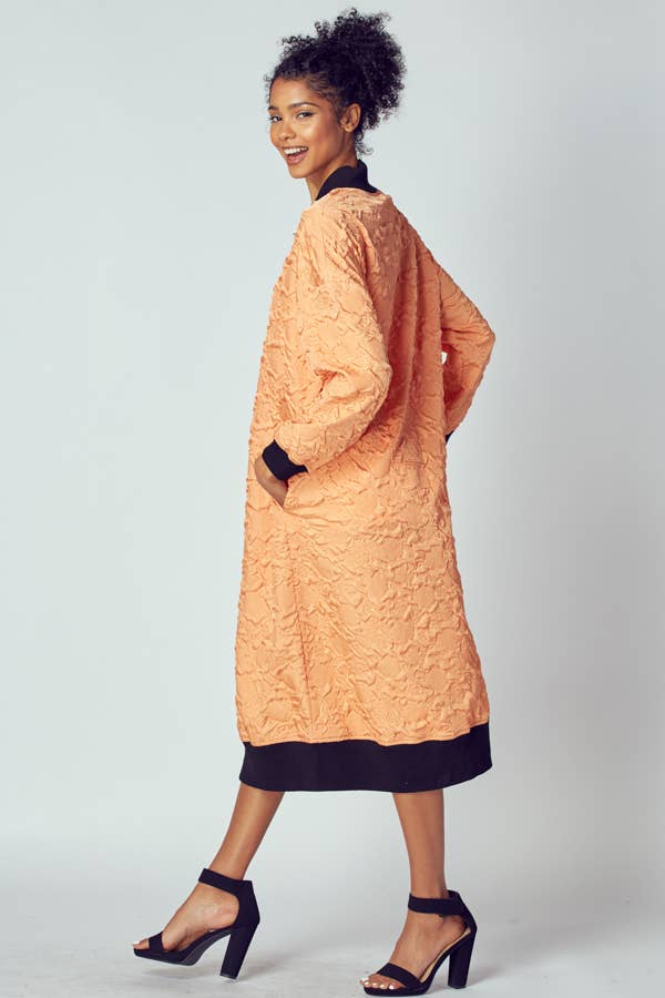 EMBOSSED JACKET WITH TWO WAY ZIPPER