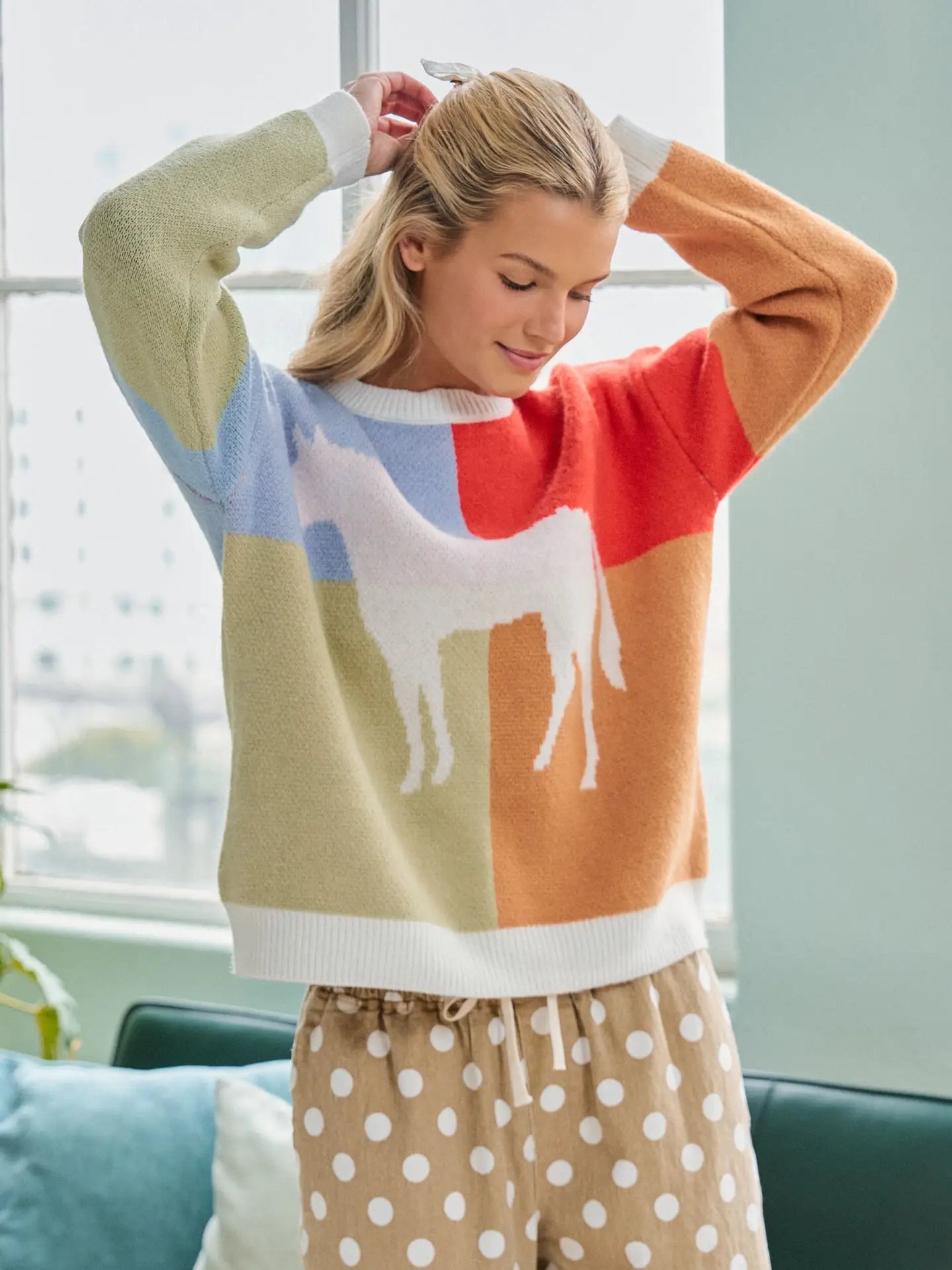 Wild Spirit Color Block Horse Sweater