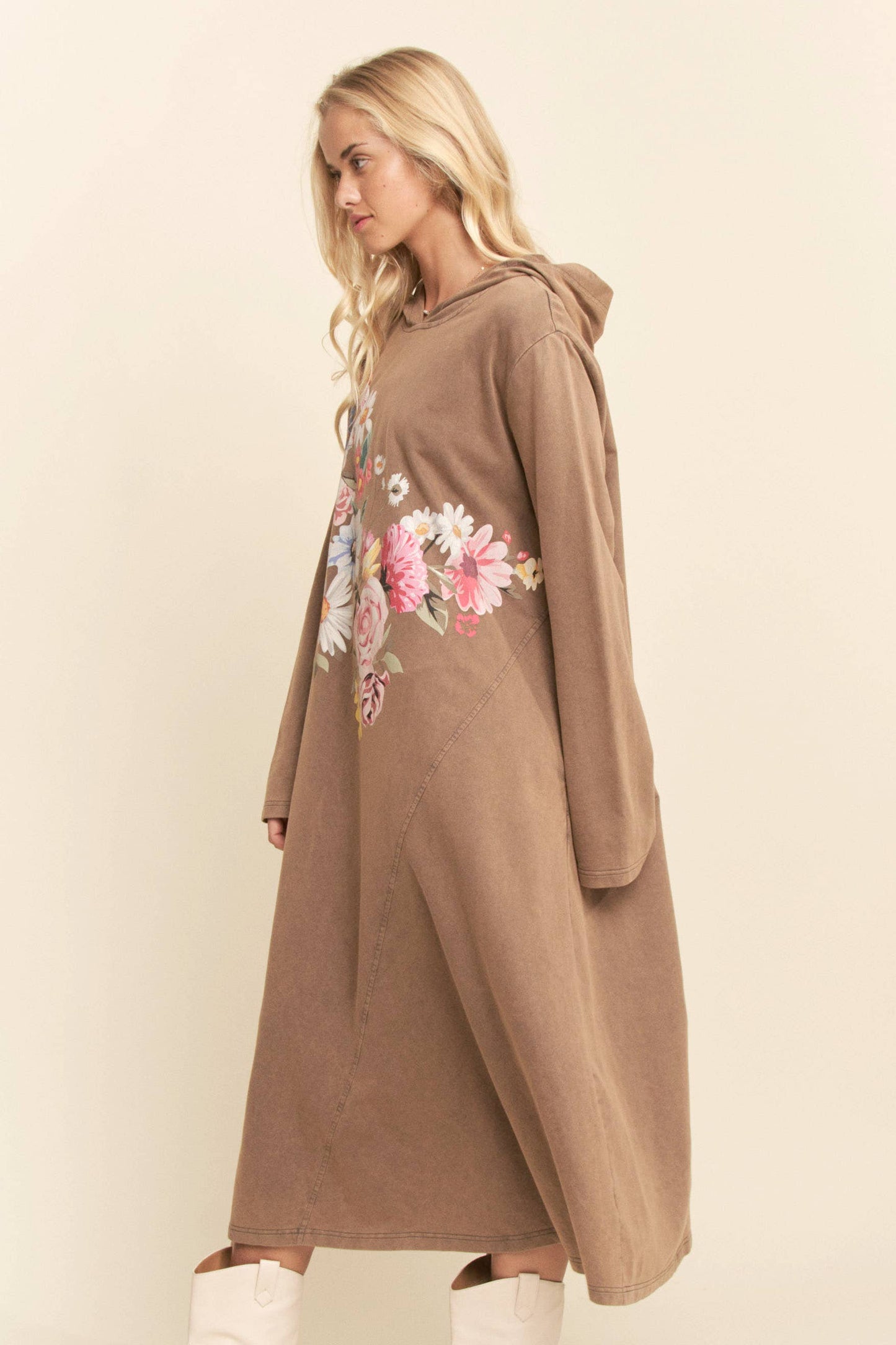 PLUS MINERAL FLORAL BUTTERFLY HOODIE MIDI DRESS