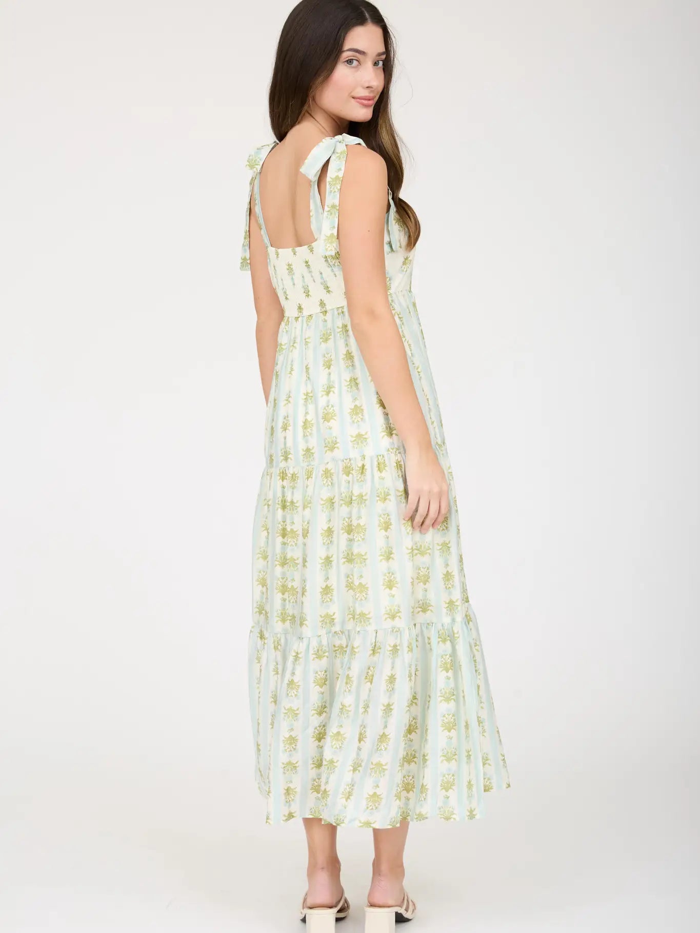 Garden Gingham Tie-Strap Maxi Dress
