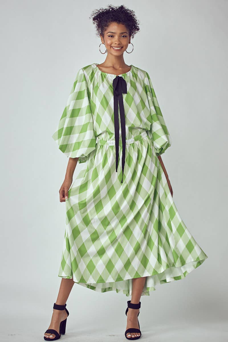 BALLOON SLEEVE DRESS WITH POCKETS