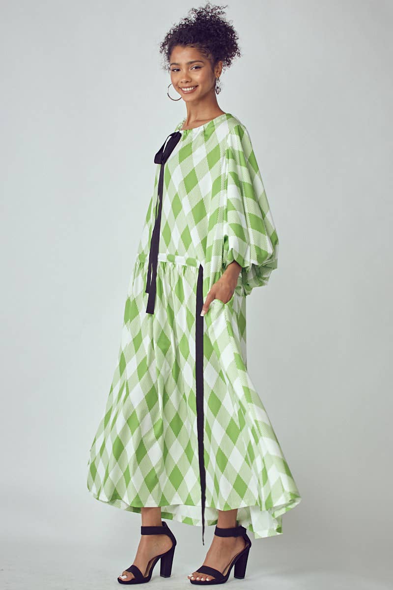 BALLOON SLEEVE DRESS WITH POCKETS