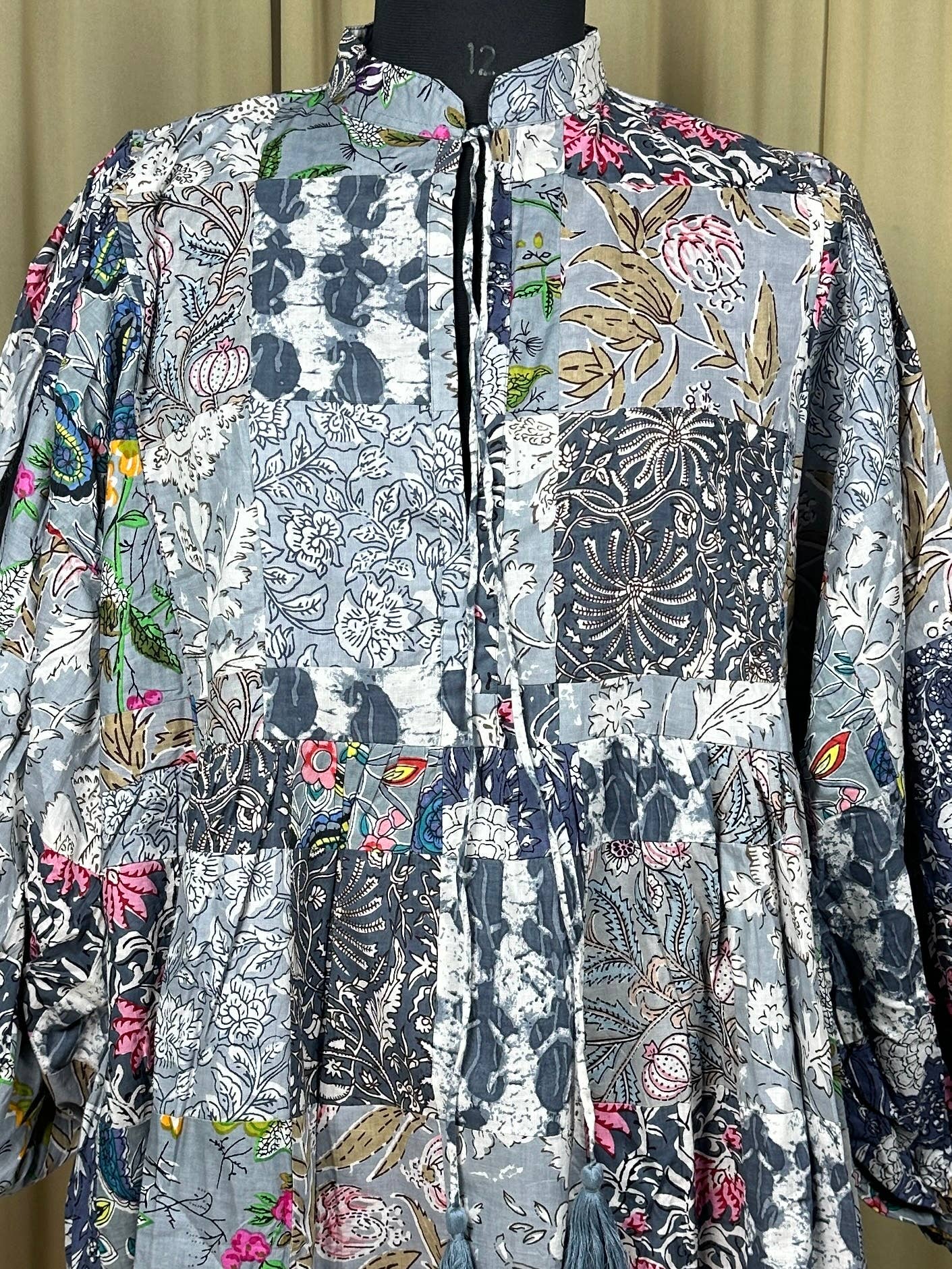 Grey SHADES - Hand Patchwork Cotton Dress OneSize
