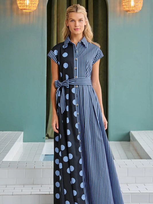 Linda's Dot Stripe Shirt Dress