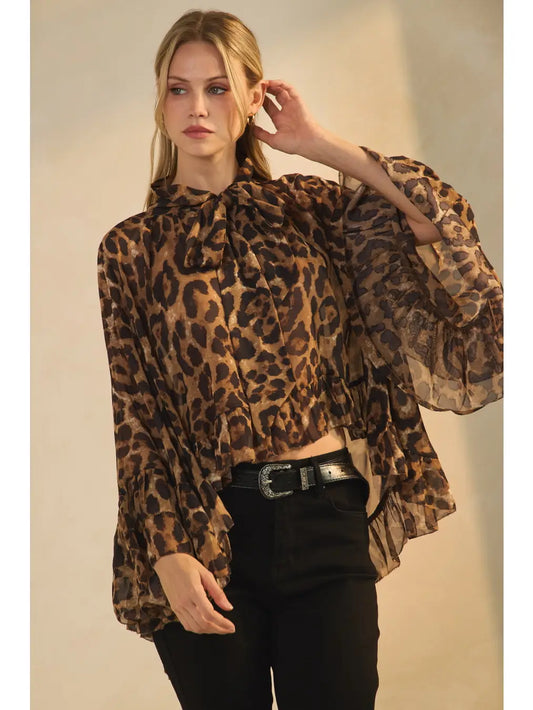 Leopard Printed Chiffon Blouse