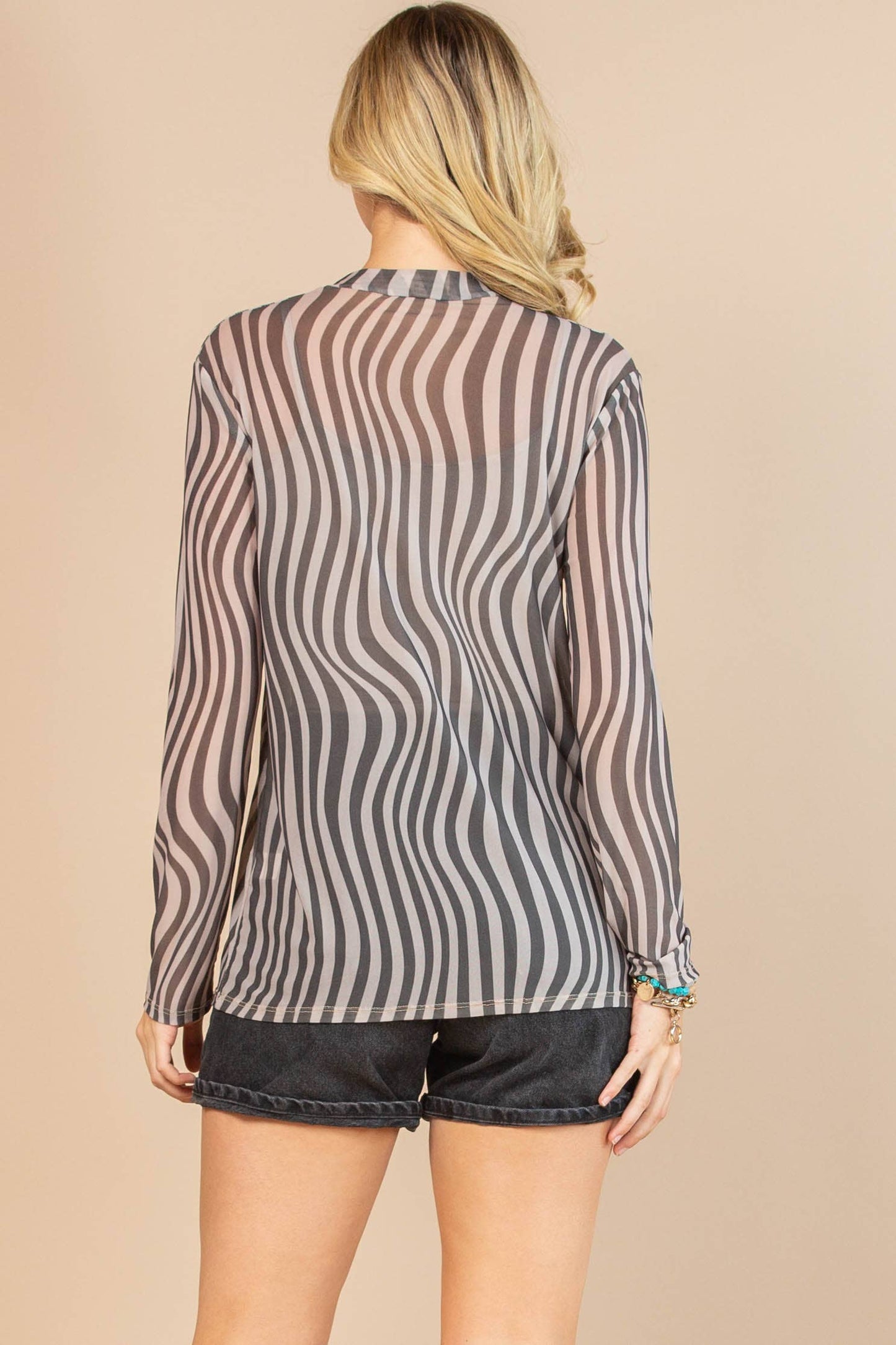 AV1230-RINA GEO PRINT SEMI SHEER MESH TOP
