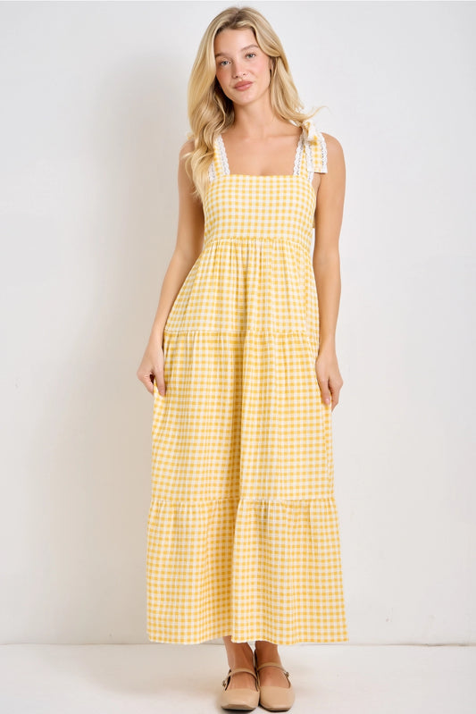 Landry's Gingham, Eyelet Trim Maxi