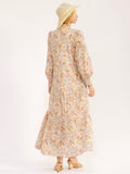 BUTTON UP TIERED FLORAL MAXI DRESS