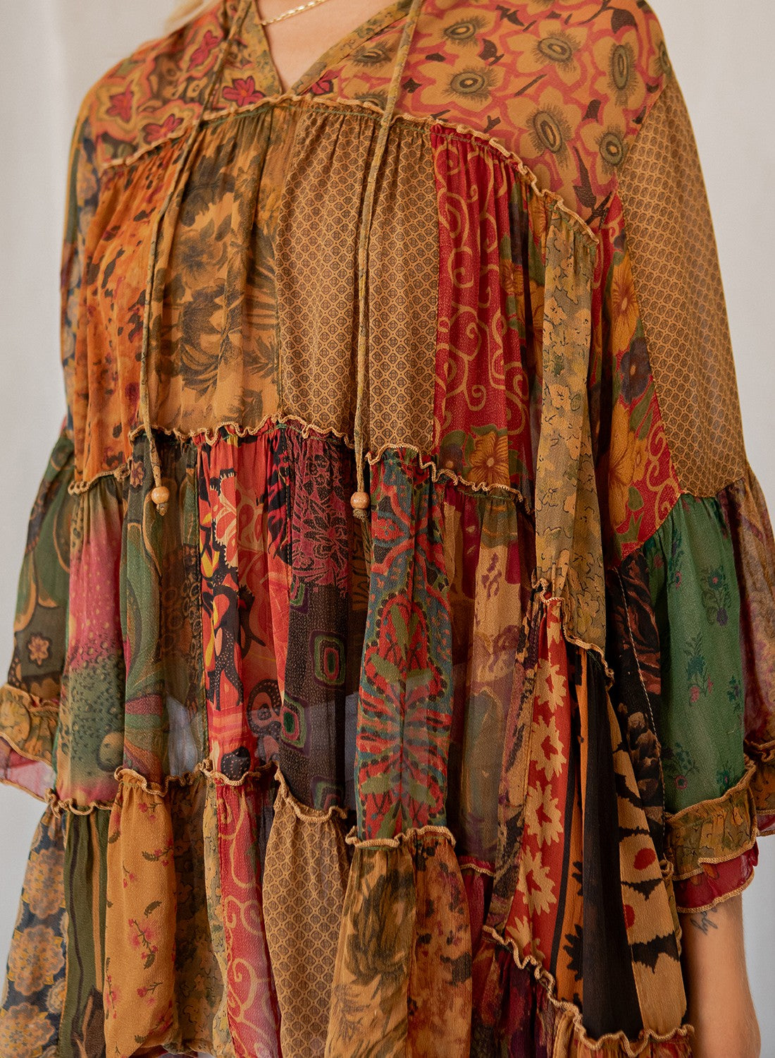 Chic Overdyed Band Collar Jhabla Top