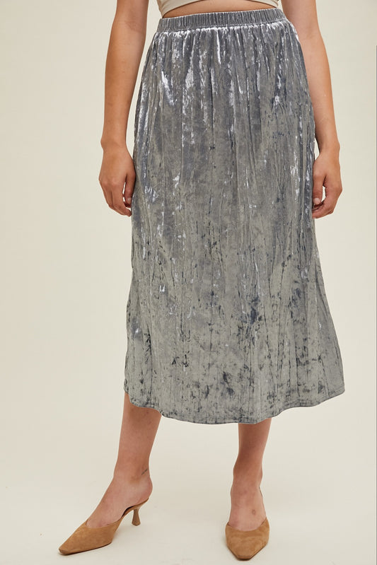 Moonlit Glow Shimmer Midi Skirt