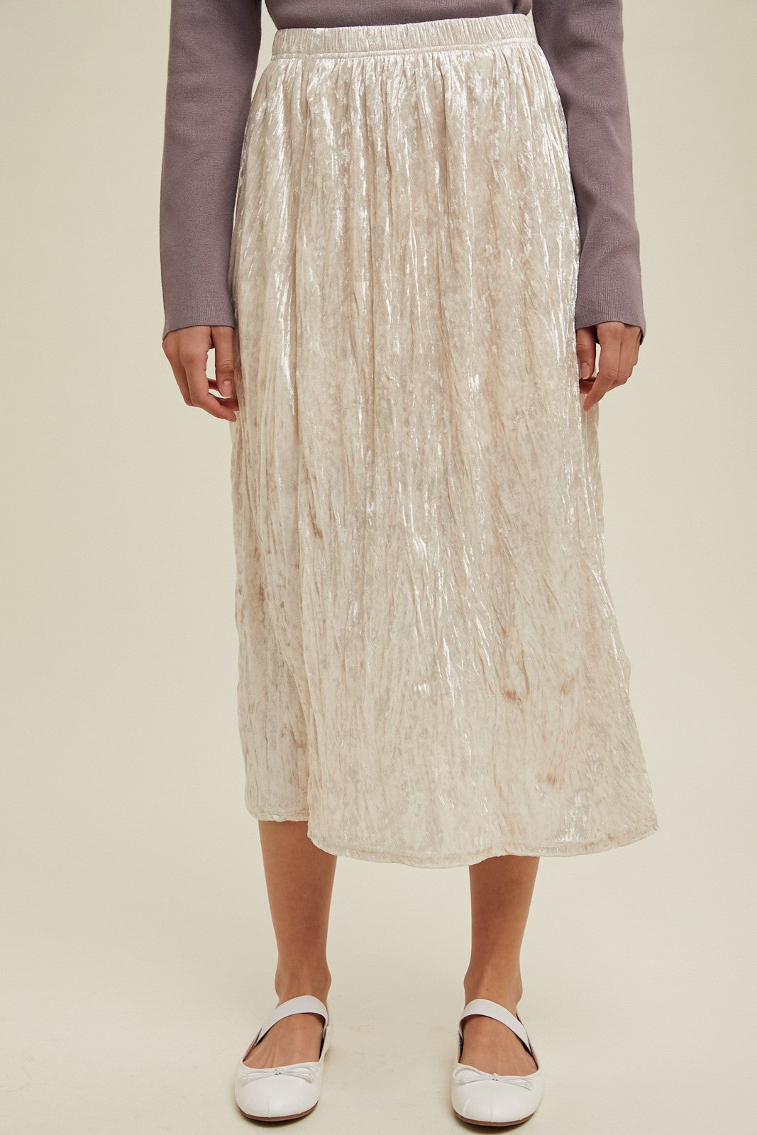 Moonlit Glow Shimmer Midi Skirt