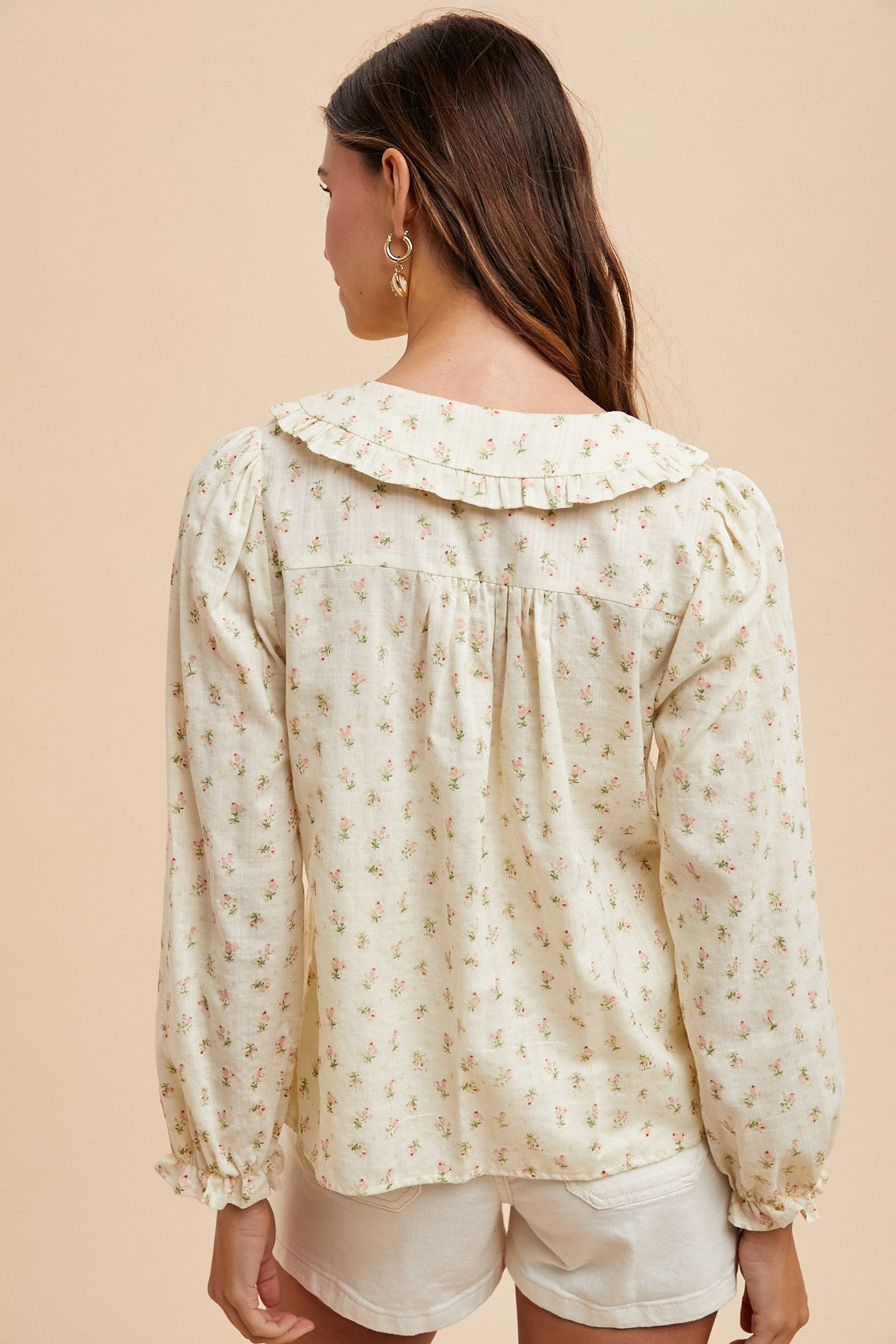 Ditsy Flower Print Peter Pan Collared Blouse