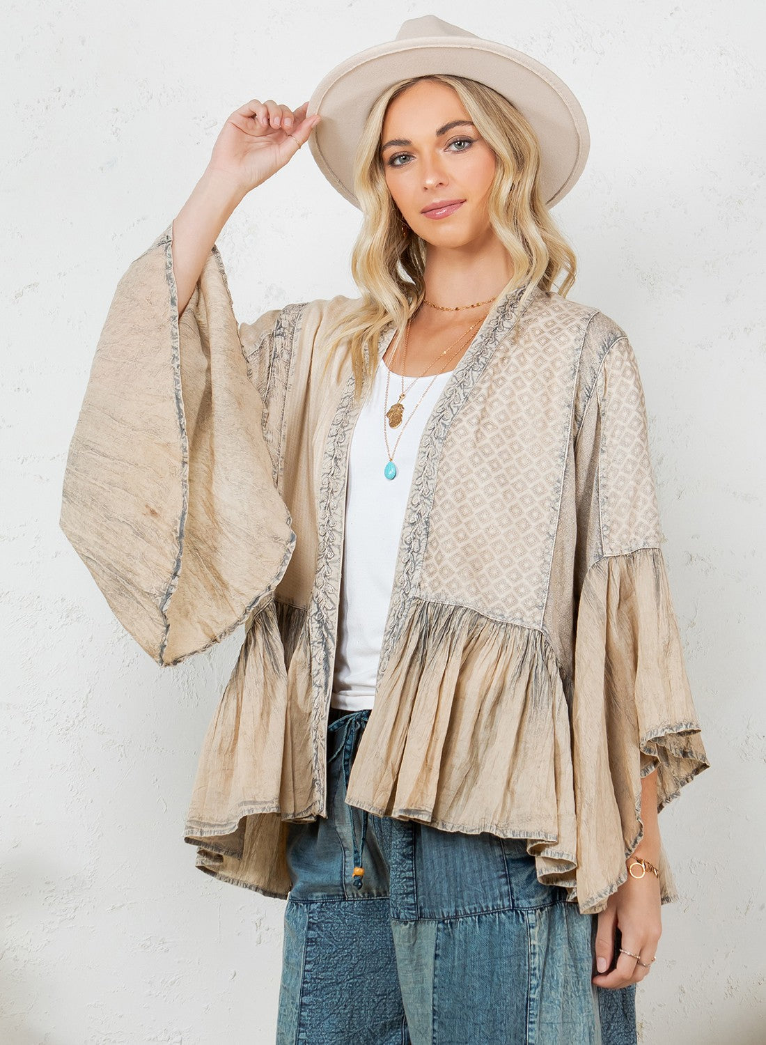 Elegant Kimono-inspired Frill Shrug - New Style