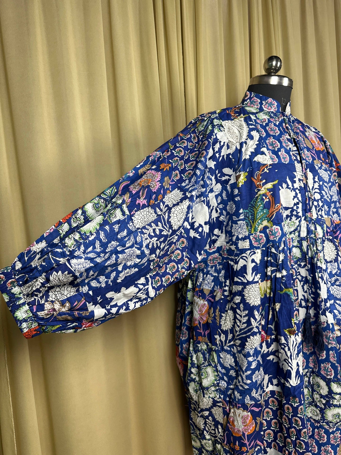 BLUE SHADES - Hand Patchwork Cotton Dress OneSize