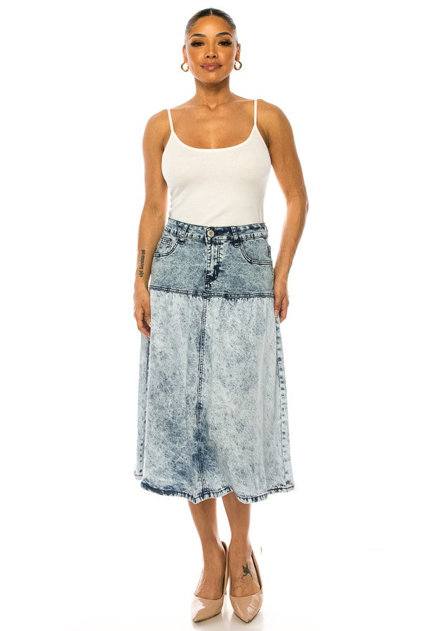 DENIM SKIRT > ACID WASH> A-LINE