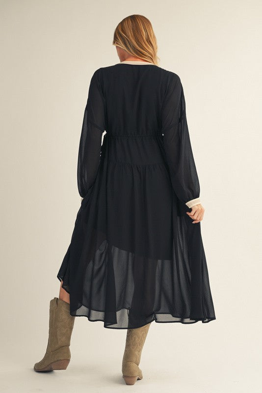 Drawstring Waist Midi Dress