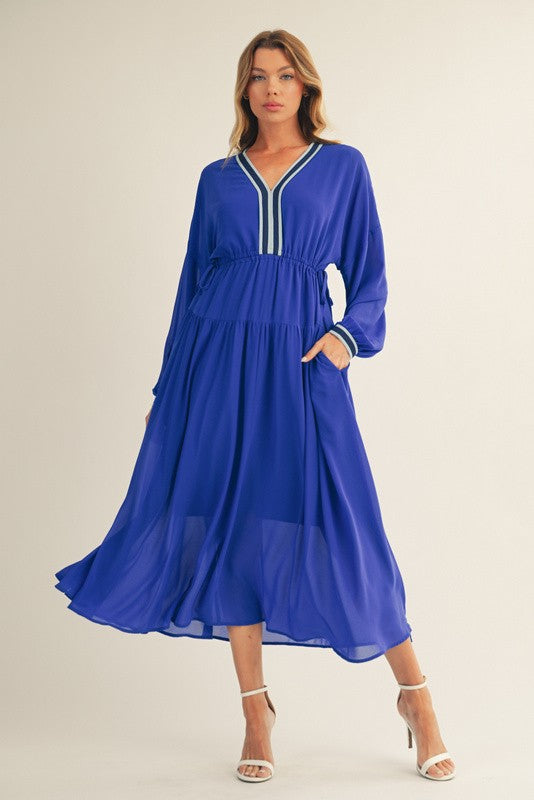 Drawstring Waist Midi Dress