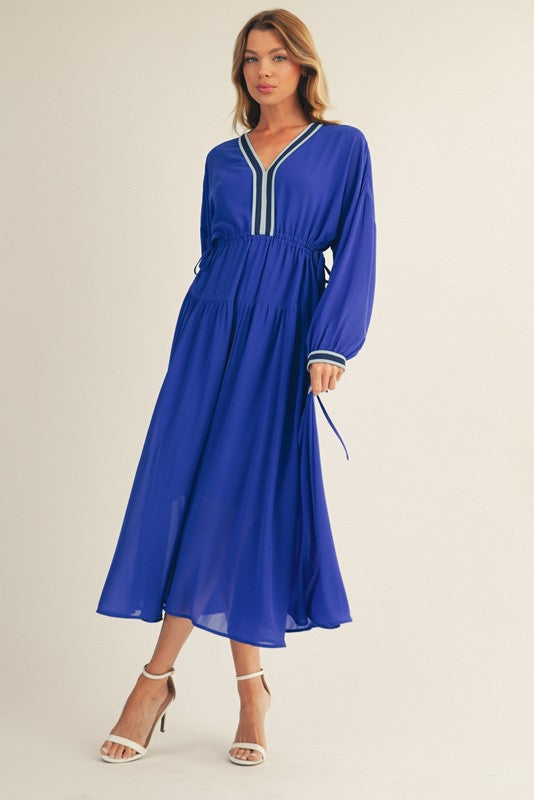 Drawstring Waist Midi Dress