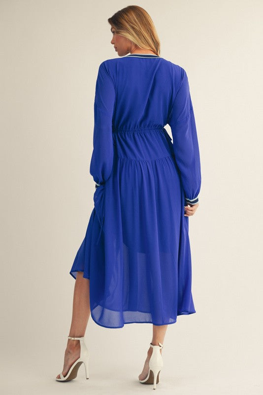 Drawstring Waist Midi Dress