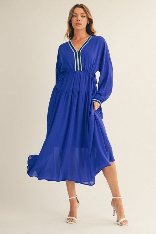Drawstring Waist Midi Dress