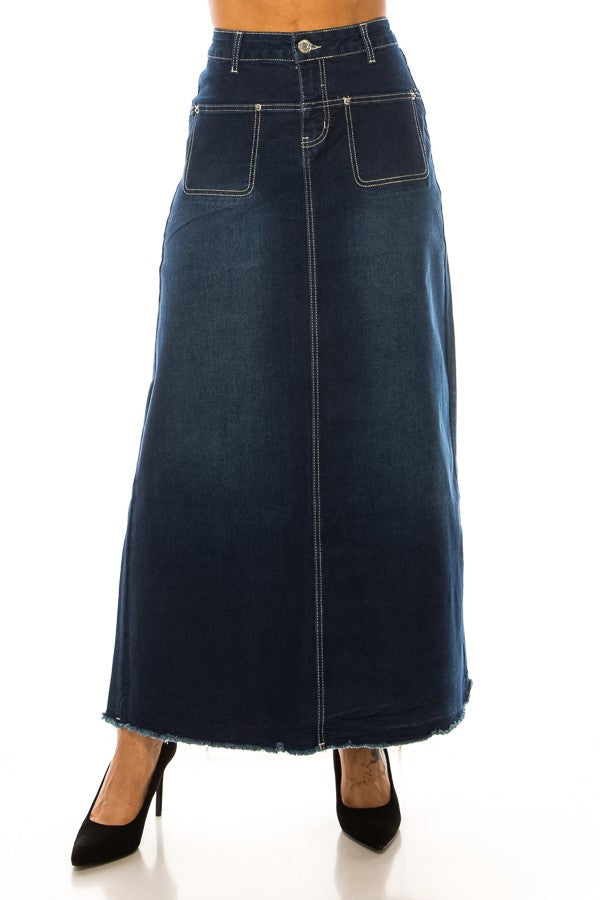 MAXI> FRAY HEM> A-LINE> LONG