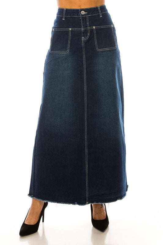 MAXI> FRAY HEM> A-LINE> LONG