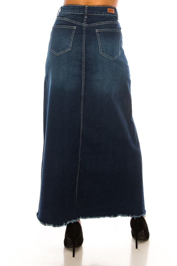 MAXI> FRAY HEM> A-LINE> LONG