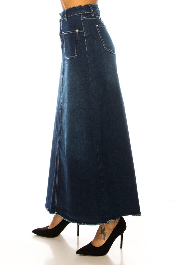 MAXI> FRAY HEM> A-LINE> LONG
