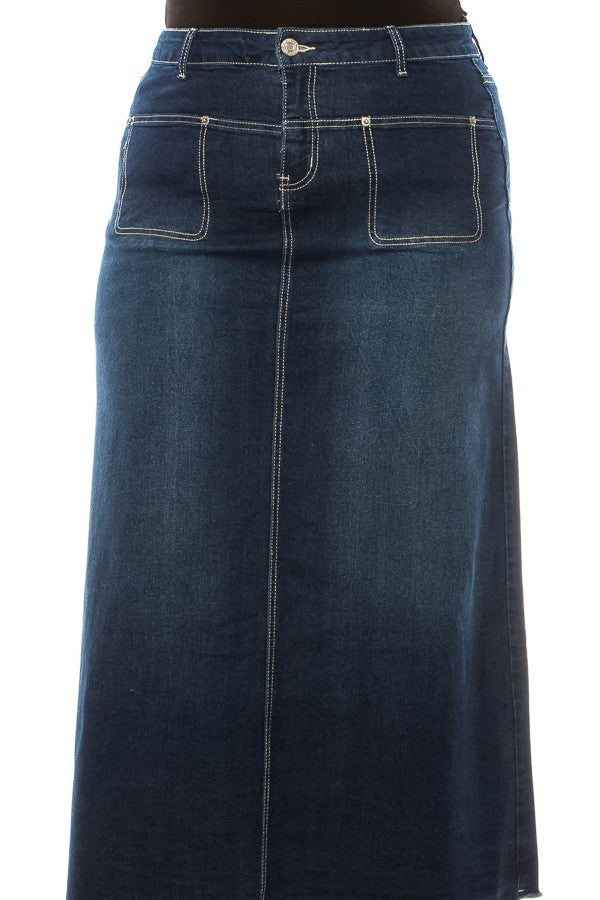 MAXI> FRAYED HEM> FAKE FRONT POCKETS