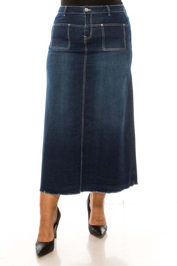 MAXI> FRAYED HEM> FAKE FRONT POCKETS