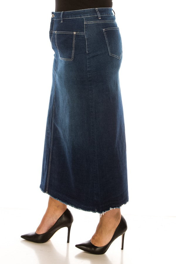 MAXI> FRAYED HEM> FAKE FRONT POCKETS