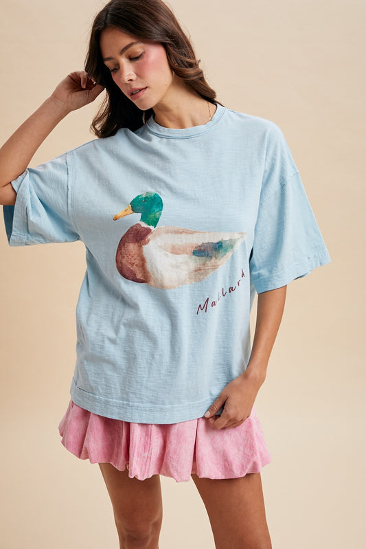 Mallard Duck Printed Oversized Tee Shirt