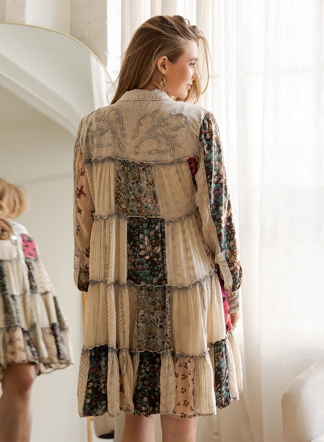 Artisan Embroidered Jhabla Shirt Dress In Mixed