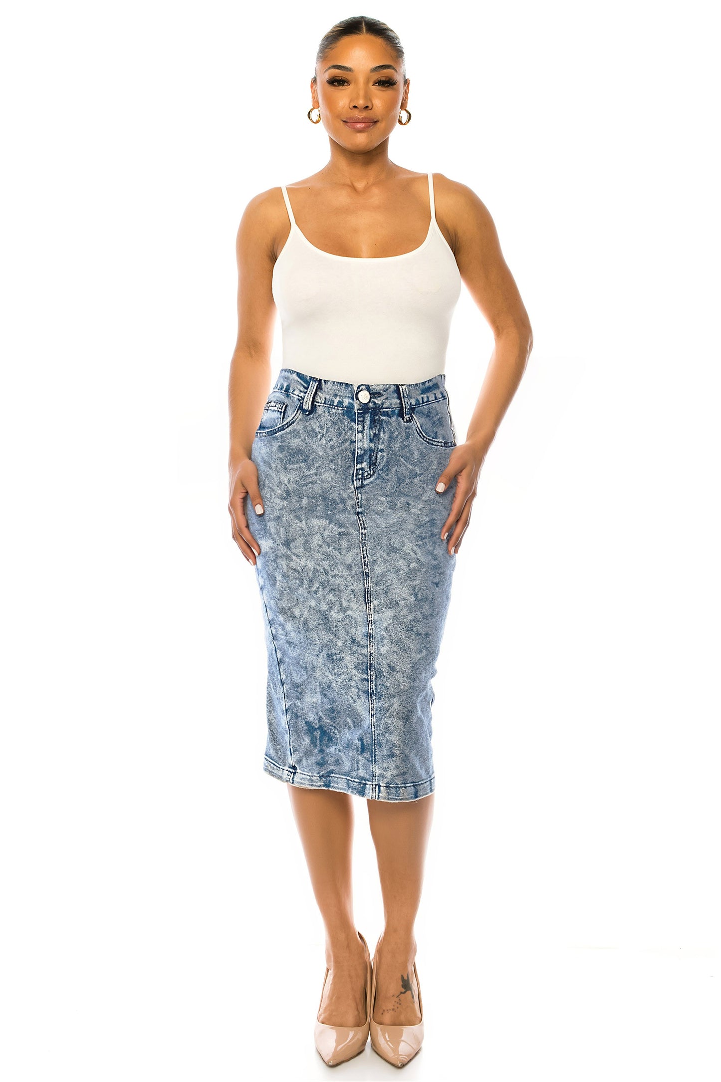 DENIM > PLUS SIZE> DARK SNOW> MIDI