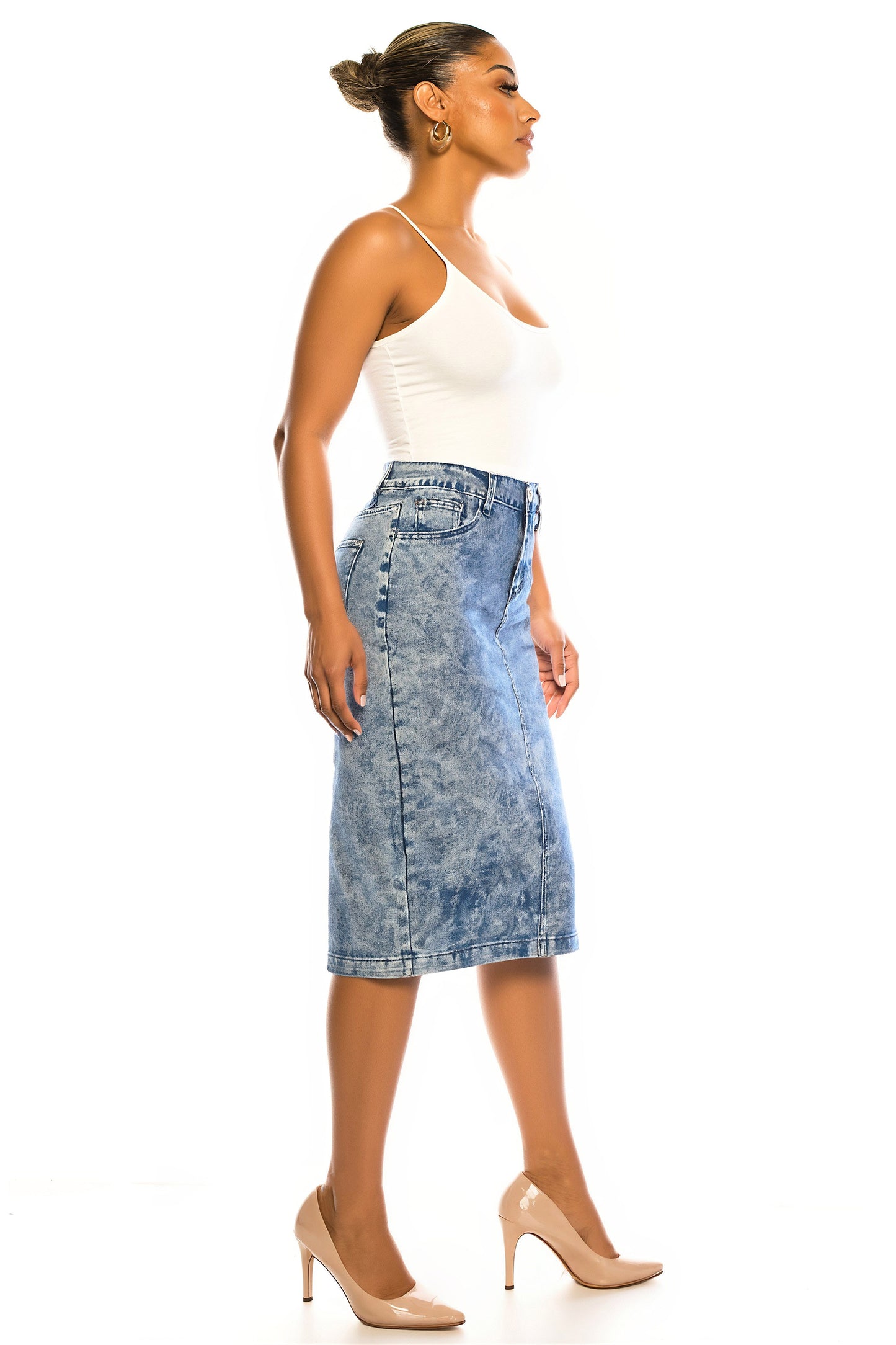 DENIM > PLUS SIZE> DARK SNOW> MIDI
