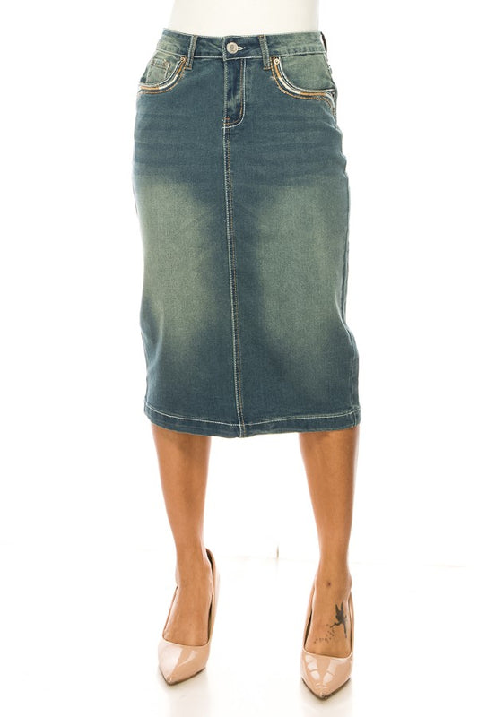 DENIM SKIRT: VINTAGE WASH