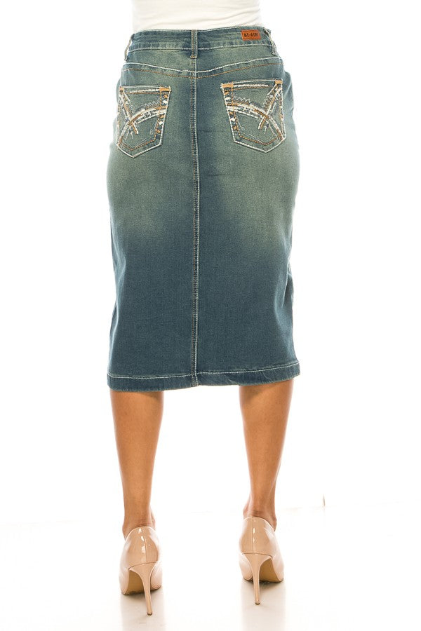 DENIM SKIRT: VINTAGE WASH