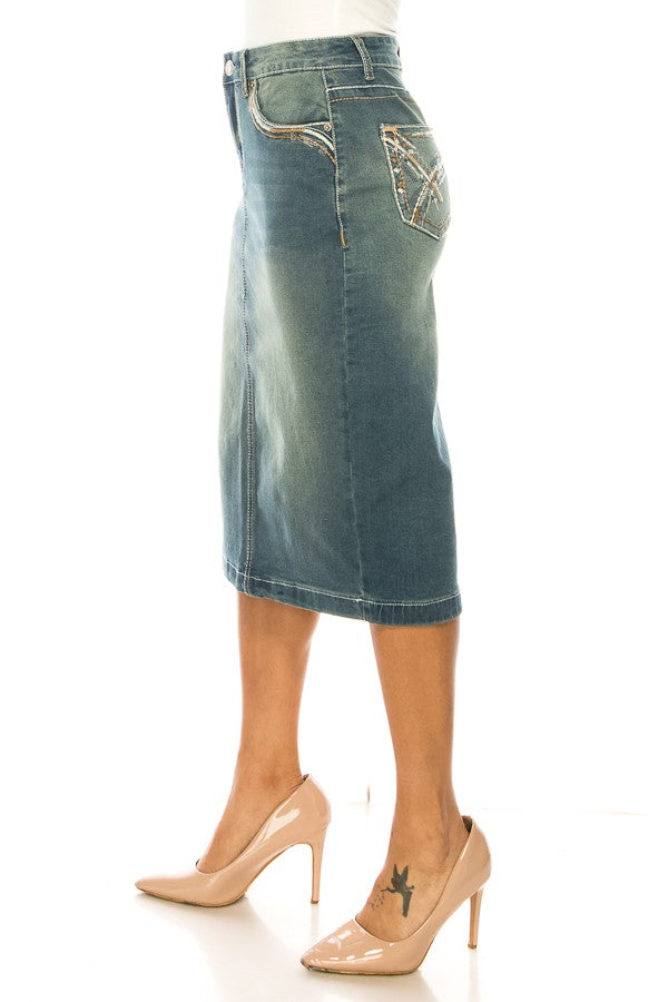 DENIM SKIRT: VINTAGE WASH