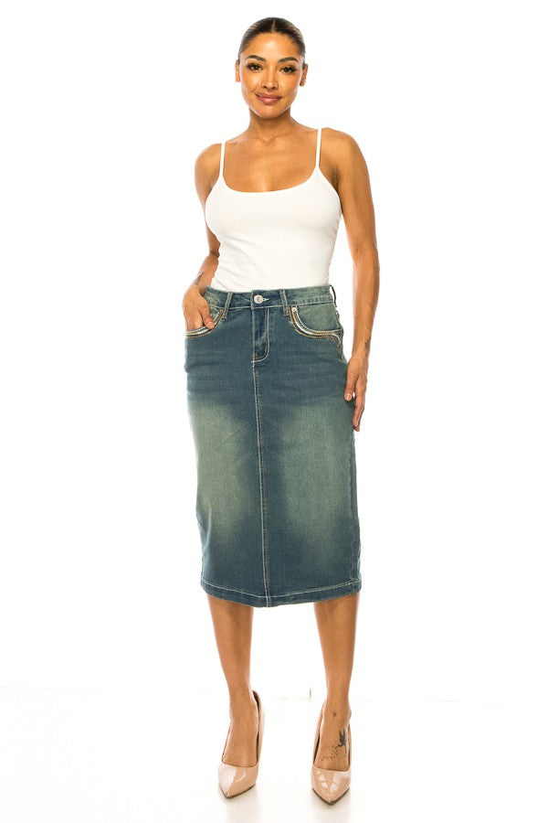 DENIM SKIRT: VINTAGE WASH