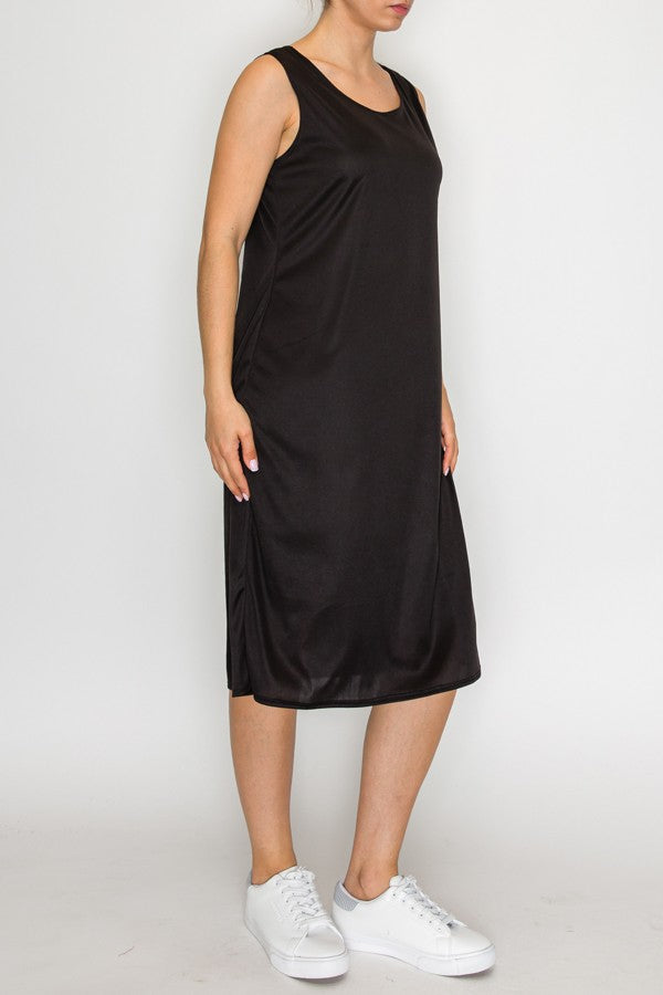 SLEEVELESS LAYERING DRESS> BLACK